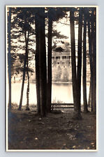 RPPC Scenic Riverside Park View Large Unknown Hotel Possibly ME or NH Postcard picture