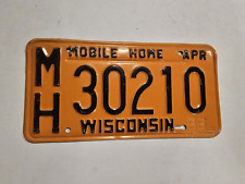 Wisconsin 1986 Orange Mobile Home License Plate MH 30210-April-Vintage-Man Cave picture