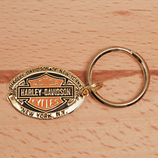 Vintage Harley Davidson of New York Keychain Solid Brass Enamel Etched 1996 New picture