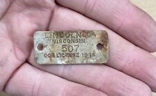 Old Vintage Aluminum Metal Tag 1945 DOG LICENSE LINCOLN COUNTY WISCONSIN picture