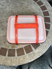 Tupperware #1254 Pack N Carry Vintage RED/ORANGE Lunch Box w/Handle picture