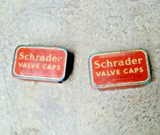 OLD 2 pcs. FIVE SCHRADER VALVE CAPS A SCHRADER'S SON ENGLAND TIN BOX VALVES 001 picture