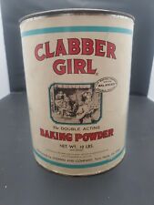Vintage Large CLABBER GIRL Baking Powder Tin Can 10 Lb Size Advertising picture