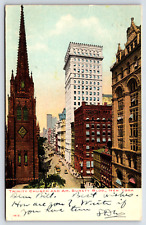 New York City NY-New York, Trinity Church And American Surety Building, Postcard picture