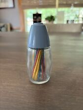 Vintage Westinghouse Gemco Glass -Blue Plastic LID- Toothpick Dispenser picture