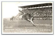North Platte, NE Nebraska Rodeo Bronc Bronk Riding RPPC Photo Postcard 1939-50 picture