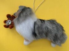 BLUE COLLIE / SHETLAND SHEEPDOG with TEDDY BEAR   - PART NEEDLE FELTED DOG picture