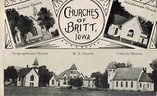 German Scandinavian Catholic M.E. Church Britt Iowa IA Multi-View 1915 Postcard picture