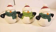 Christmas Decorative Snowmen Green Scarves Black Mittens 3.5