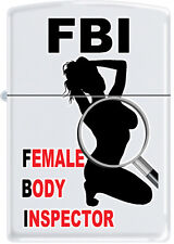 FBI Female Body Inspector Sexy Lady Pinup Silhouette White Matte Zippo Lighter picture