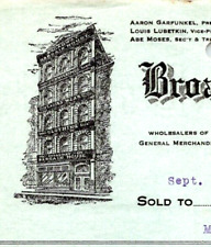 1913 BROADWAY BARGAIN HOUSE ILLUSTRATED BILLHEAD NEW YORK CITY NY CV288 picture