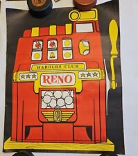 Vintage Unique RENO Nevada Advertisement Poster Sign HAROLDS CLUB Casino  picture