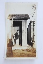 Vintage c. 1920's Snapshot Photograph Man In Outhouse picture