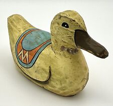 Retro Vintage Yellow Duck Folk Art Decorative Hand Carved & Painted picture