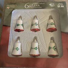 6 HOLIDAY TIME Glass Christmas Tree Ornaments Vintage-2003 picture