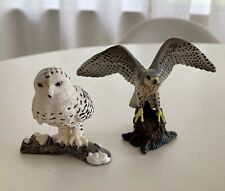 Schleich Snowy Owl on Branch & Peregrine Falcon Lot 2 Figures picture