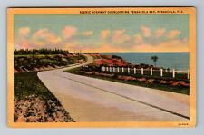 Pensacola FL-Florida, Scenic Highway, Pensacola Bay Vintage Souvenir Postcard picture