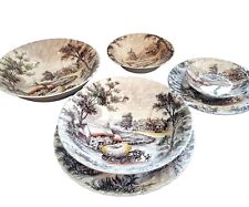 Staffordshire Plates & Bowls 6 Piece England Ironstone YORKSHIRE  Hand Engraved picture