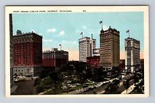 Detroit MI-Michigan, West Grand Circus Park, Antique, Vintage c1924 Postcard picture