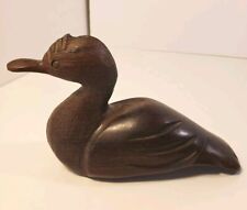 Solid Wood Hand Carved Swimming Duck Detailed 6.5