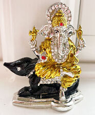 Metal Lord Ganesha Home Car Dashboard Pooja Room Decor Gift Idol Figurine H-3