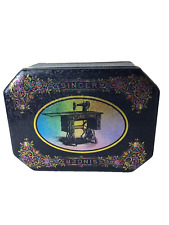 Vintage Singer Rainbow Sewing Machine Metal Tin Bristol Ware Storage Box w/Lid picture