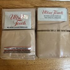 4 Vintage Pillow Cases King Cocoa Brown Tan Ultra Touch Stevens New 50/50 picture