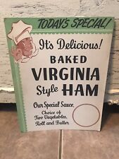 Vintage Baked Virginia Style Baked Ham Advertising Todays Special Two Sided picture