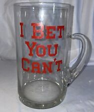 Vintage 1960s I Bet You Can’t 84oz Large Glass Mug Pitcher West Virginia Glass picture
