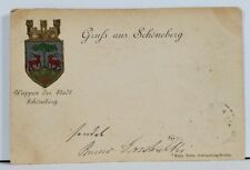 Gruss aus Schoneberg, Gilded City Coat of Arms 1898 Germany Postcard I4 picture