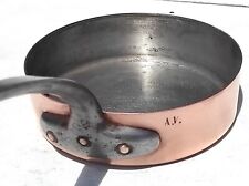 Vintage 9.4inch French Copper Saute Pan Stamp AV Tin Lining 1.5mm 6lbs Gift Idea picture