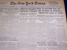 1939 JULY 11 NEW YORK TIMES - BILLS TO RESTORE WPA PAY - NT 3685 picture