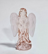 Vintage Pink Praying Angel Art Glass Figurine with Frosted Wings 4