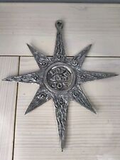 Vtg Large Don Drumm Pewter Hanging Ornament Love & Joy Peace To All Star 10