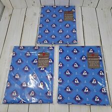Lot Of 3 VTG American Greetings Wrapping Paper Gift Wrap Sailboat Sailing Boat picture