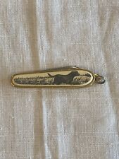 Barlow Stainless 2” Black Dog Engraved Front & Back Vintage Pocket Knife Hunting picture