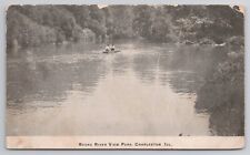 1908 Postcard Scene River View Park Charleston Illinois IL Rowboat picture