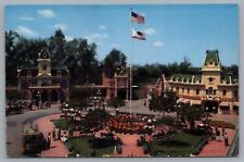Disneyland Main Street USA Flagpole Union Pacific Railroad Postcard picture