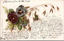 1899 Floral Greeting Postcard - Munich Germany - Flower c1890s picture