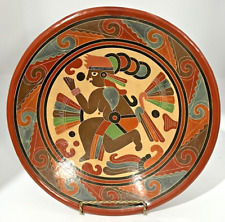 VTG Aztec Mayan Terracotta Clay Plate Wall Art Handmade Hand-Painted Mexico 11