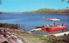 Postcard Red Pontoon Boat on Lake picture