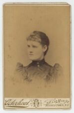 Antique Circa 1880s Cabinet Card Beautiful Young Woman Brooch Middletown, NY picture