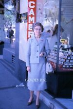 #WE4- z Vintage 35mm Slide Photo-Street Scene- Woman- Camera Store - 1962 picture