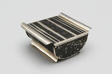 RARE Antique Art Deco Cigarettes Box With Lid, Silver Metal And Black Enamel picture