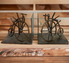 VTG Metal Bookends Bikes Bicycles HTF Bronze Home Decor  picture
