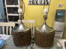 Modern Mid Century Chrome & Cork Table Lamps picture