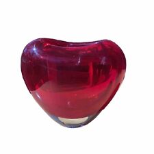 Red Salviati Glassmith Venetian Vase Heart Shaped  Mint 2.5lbs Murano picture