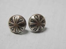 ANTIQUE / VINTAGE PETITE NAVAJO INDIAN STERLING CONCHO EARRINGS - OLD PATINA picture