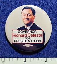 FMR OHIO GOVERNOR RICHARD CELESTE (D) PRESIDENT 1988 POLITICAL PINBACK BUTTON picture