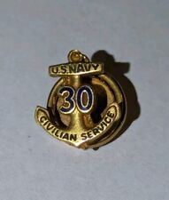 Vintage US Navy 30 Year Civilian Service Pin 1/10 10K GF 10KT Gold Filled picture